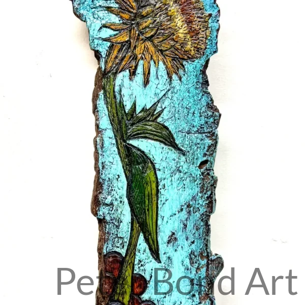 wood burning sunflower