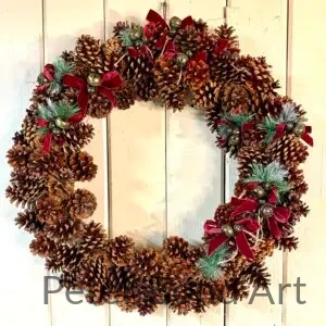 ponderosa pinecone wreath plaid ribbon 22" (copy)