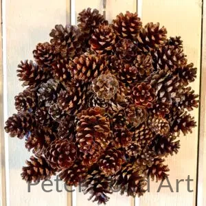 Ponderosa Pinecone Wreath- Solid 16" ponderosa pinecone wreath plaid ribbon 22" (copy)