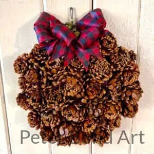 ponderosa pinecone wreath plaid ribbon 22" (copy)