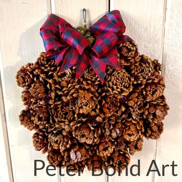ponderosa pinecone wreath plaid ribbon 22" (copy)
