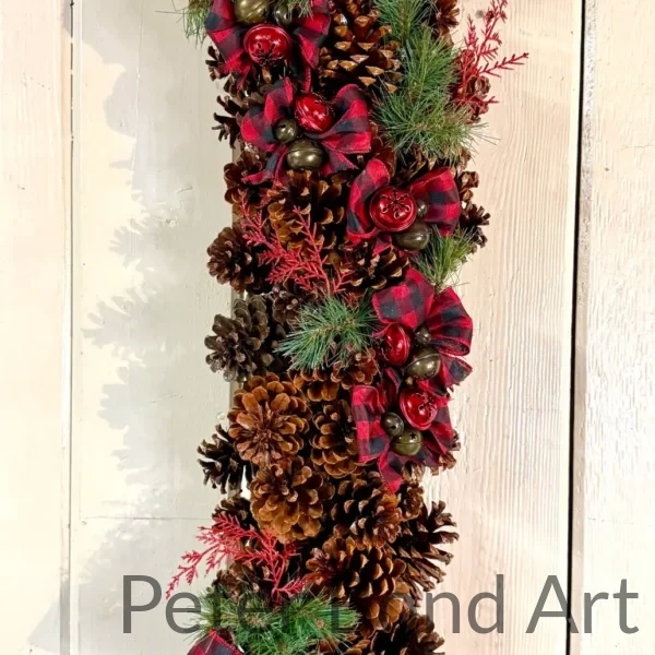 ponderosa pinecone wreath plaid ribbon 22" (copy)
