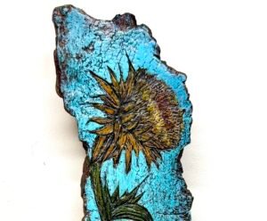 wood burning sunflower