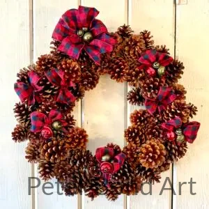 ponderosa pinecone wreath plaid ribbon 22" (copy)