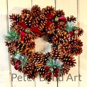 Ponderosa Pinecone Wreath- 20" Bows n Bells ponderosa pinecone wreath plaid ribbon 22" (copy)