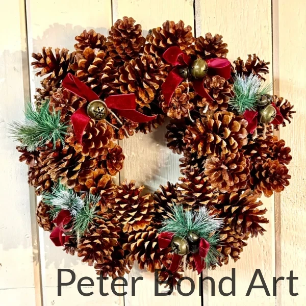 ponderosa pinecone wreath plaid ribbon 22" (copy)