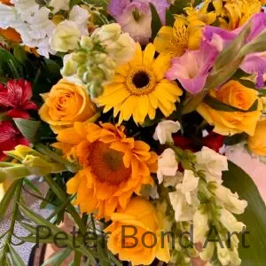 vertical multi framed 5 flowers taupe
